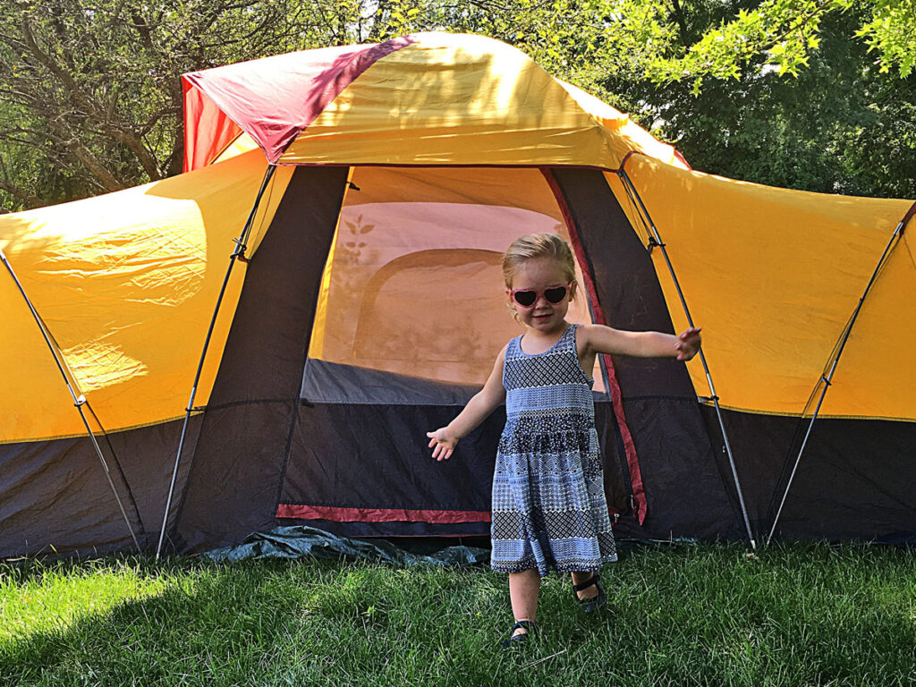 Little girl camping